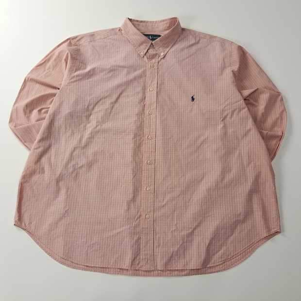 CK336 3XB 폴로 00s 오렌지피치 윈도우페인 체크 셔츠 남방