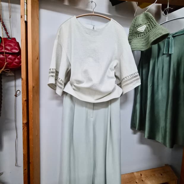 주크 민트 엣지 레이스티. 샤틴 밀크민트 와이드팬츠