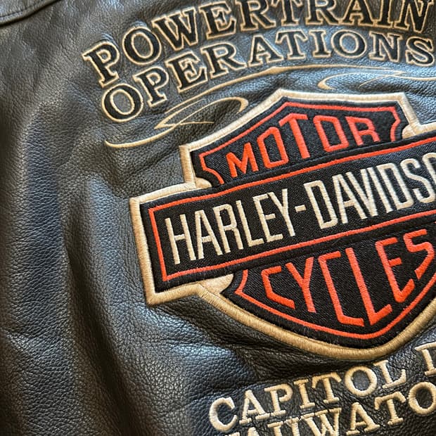 할리데이비슨 "Powertrain Operations" 레더자켓 - XL