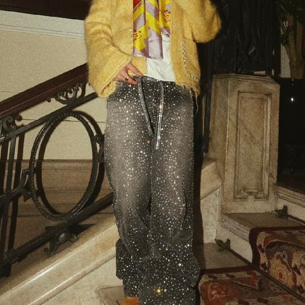 Birthofroyalchild Swarovski pants Denim