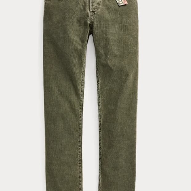 RRL/슬림핏 코듀로이 팬츠-올리브 (32/32)