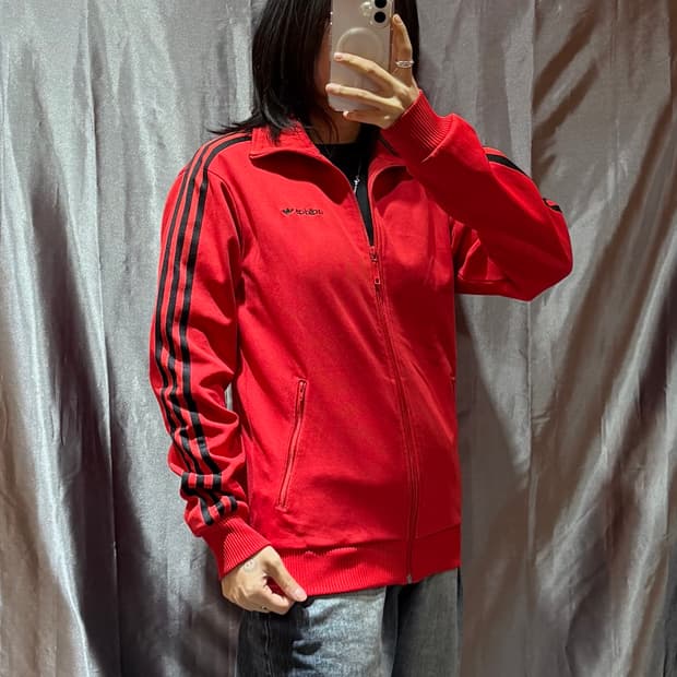 M 아디다스 파이어버드 스펠링 로고 레드 트랙탑