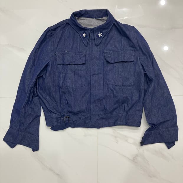 [미사용품]70s Italian navy 데님 배틀드레스 자켓