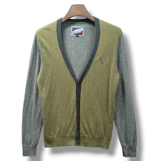 [100] 헤지스 배색 울+모 엘보우패치 가디건