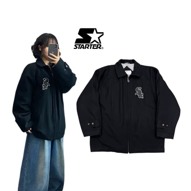스타터 제팬 화이트삭스 시카고 올드스쿨 모직 베이스볼 바시키 자켓