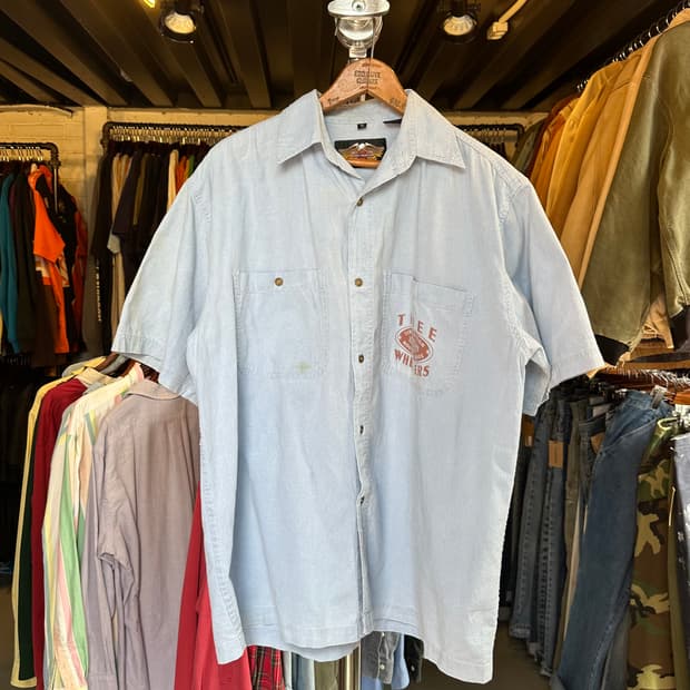 할리데이비슨 프린팅 샴브레이 셔츠