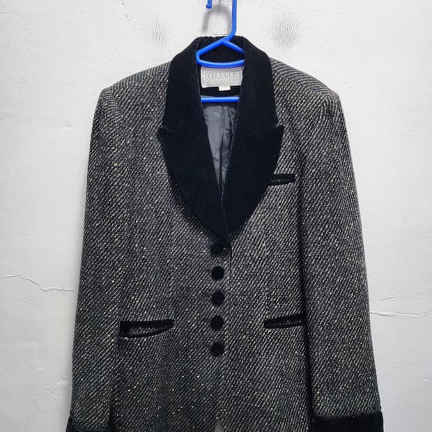 sencemore 테일러드 90s 벨벳 wool 카라 트위드 자켓