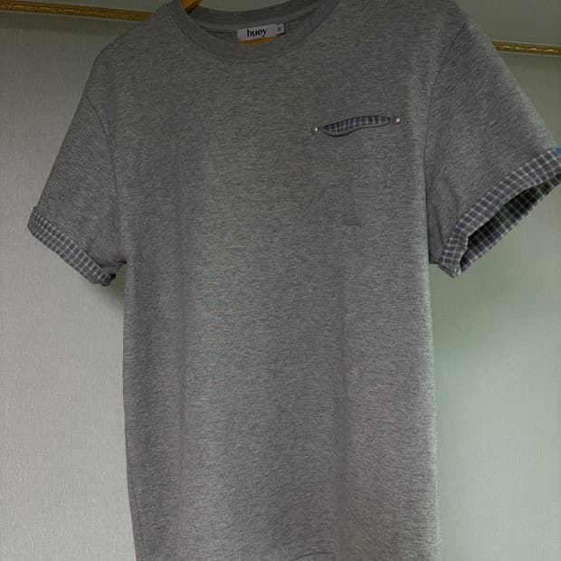 [01] huey 휴이 체크 롤업 티 그레이