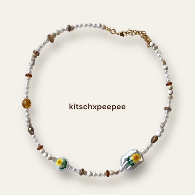 키치앤피피 sunflower pearls 목걸이