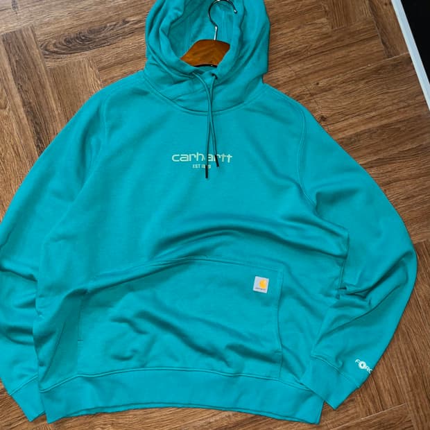 칼하트 로고 레글런 후드티
