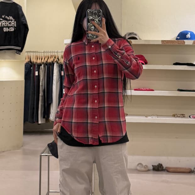 폴로 랄프로렌 레드 체크 플란넬 셔츠 U1640