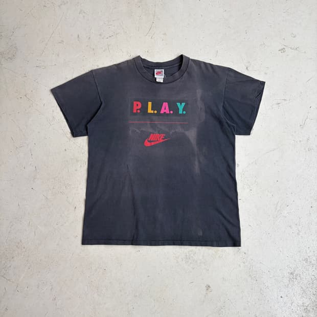 90s USA 나이키 PLAY 빈티지 싱글스티치 반팔티 L
