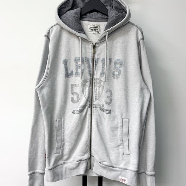 리바이스 스텐실 로고 후드집업