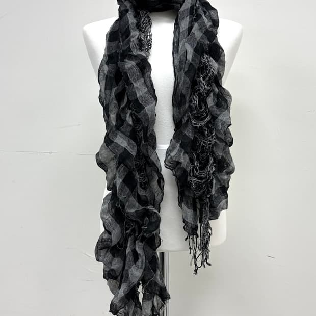 빈티지 그레이 체크 머플러 목도리 스카프