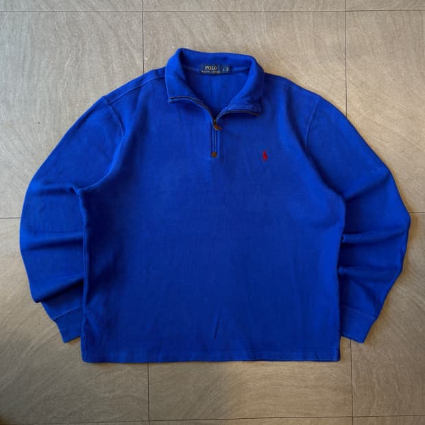 폴로 정품 블루 반집업 니트 