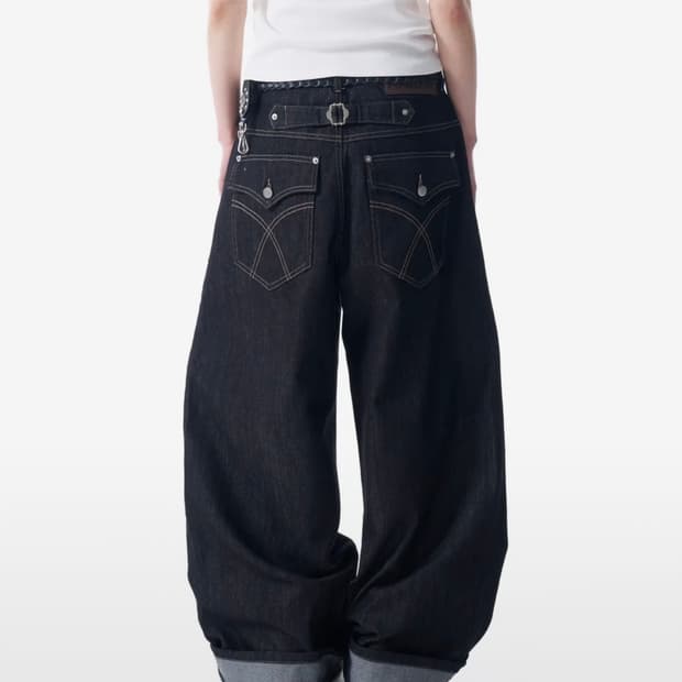 아캄 팬츠 Cinch Back Denim Pants 블랙