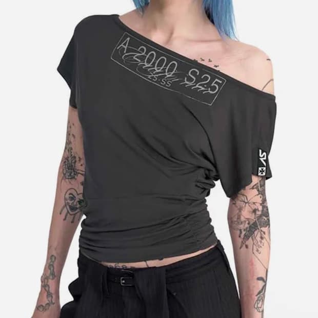 2000아카이브스/CAR PLATE DRAPED TOP