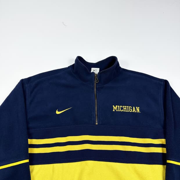 나이키 미시건 레트로 하프 네이비 반집업 후리스 (실측 L)