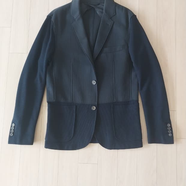 랑방 니트 절개 블레이저 자켓 네이비