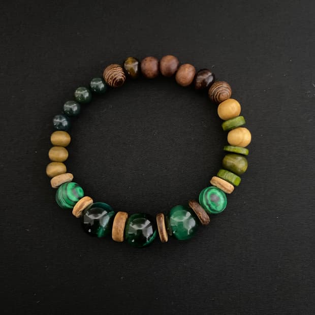 천연석&우드 팔찌 포레스트 그린