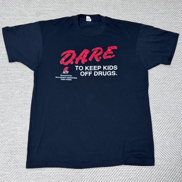 (XL) 80s 빈티지 DARE 블랙 티셔츠