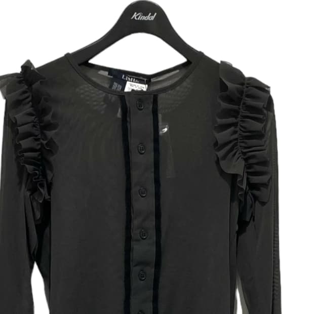 요지야마모토 리미 푸 24AW 튤 프릴 메쉬 가디건 