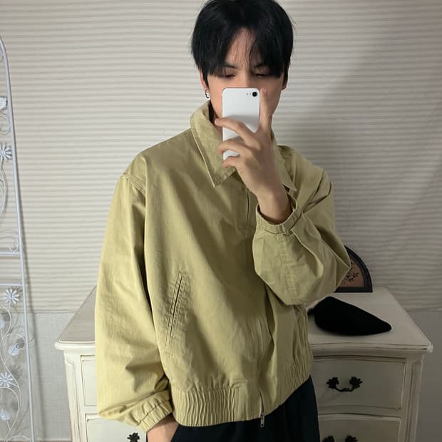 빈티지 베이지 크롭 블루종 759 y2k 스트릿 갸루 펑키 일본빈티지