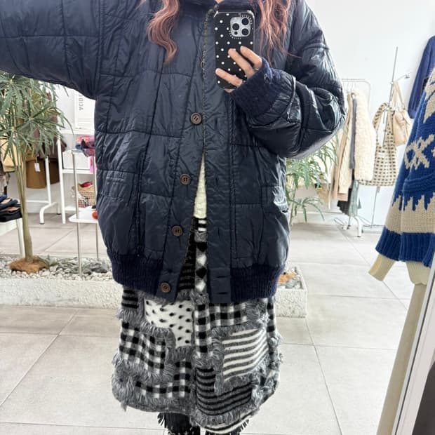 미쏘니 리버시블 울 모헤어 니트 패딩 점퍼 자켓