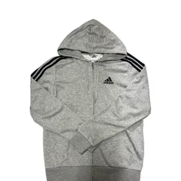아디다스 삼선 후드집업 그레이 L