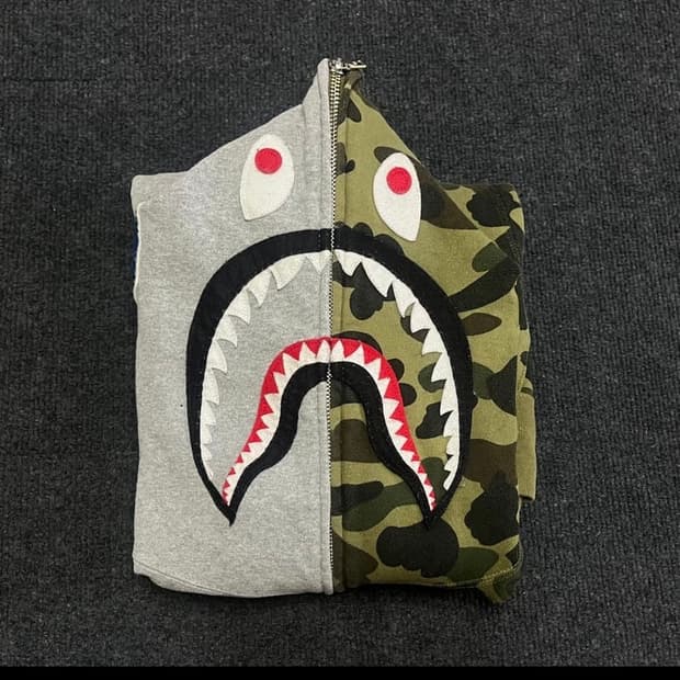 베이프 아수라 샤크 후드집업 그레이/카모