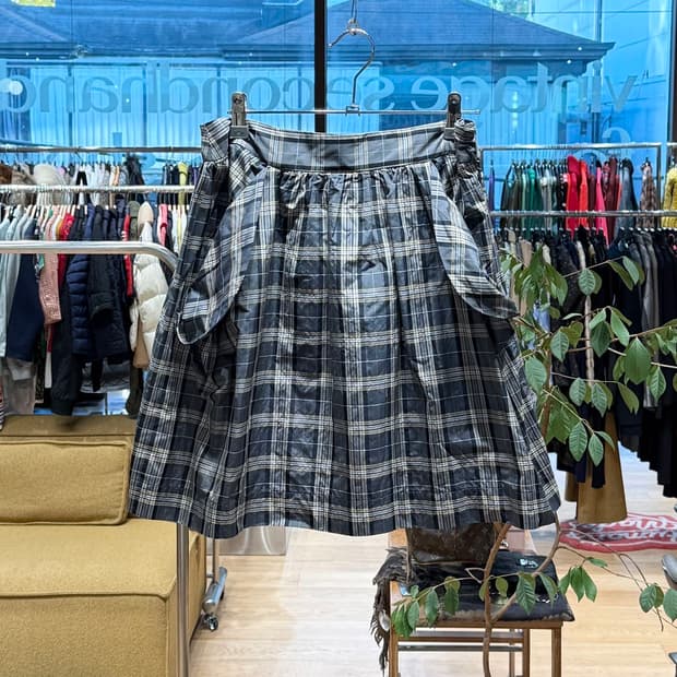 비비안웨스트우드 블랙 체크 폴리에스터 미니스커트 