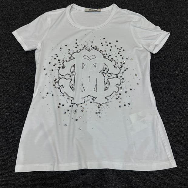 Roberto Cavalli Rhinestone Logo  T