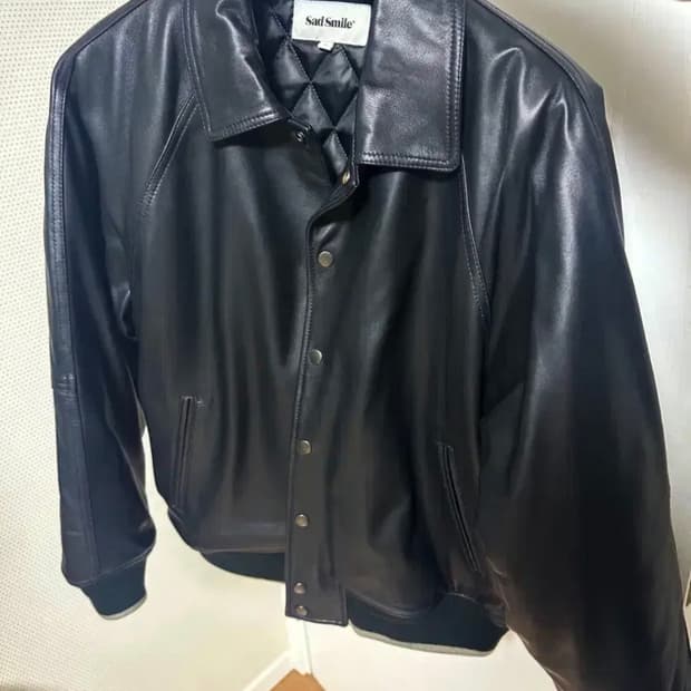 커스텀멜로우 램스킨 레더 바시티자켓