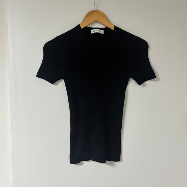 울 골지 반팔니트