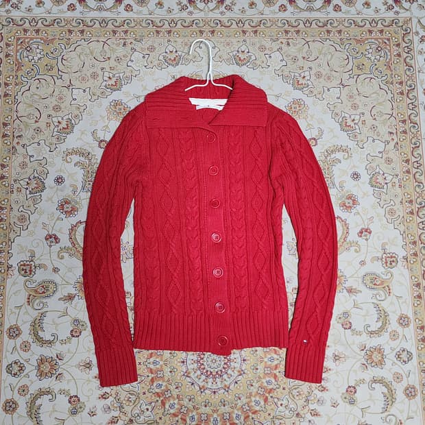 타미힐피거 코튼&아크릴 여성 케이블 가디건
S