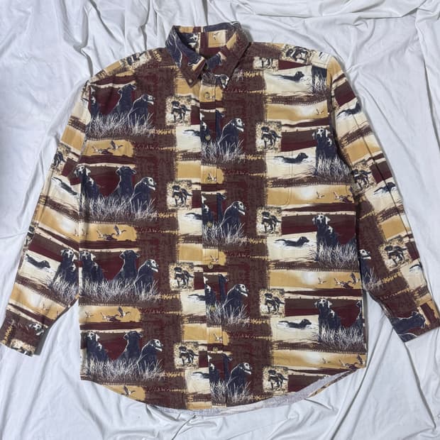 Woodland trail 헌팅 도그 패턴 셔츠 아웃도어