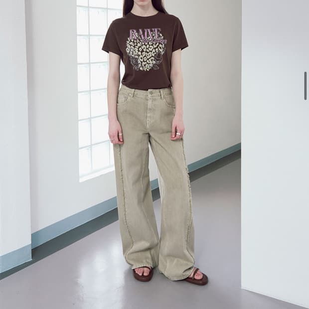 레이브 그런지 데님팬츠 베이지 s