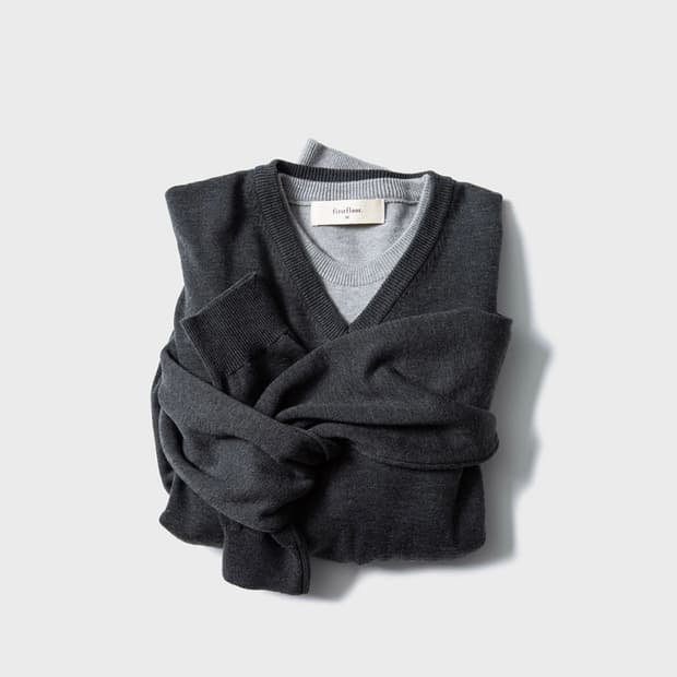 [48] 퍼스트플로어 매일의 니트 브이넥 멜란지그레이