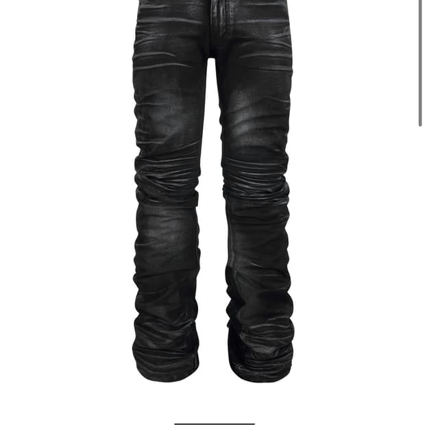 Shadow Washed Curved Denim Pants_[Black]