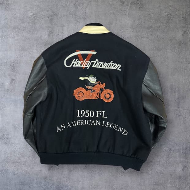 할리데이비슨 워너브라더스 타즈 레더 바시티 자켓L