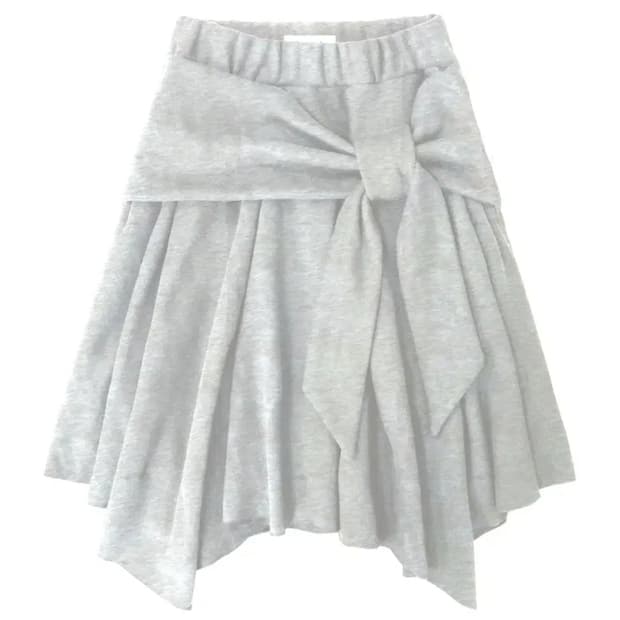체메씨 치마 보우 언발란스 스커트 화이트 멜란지