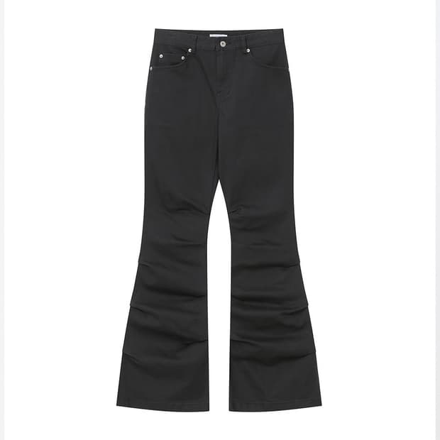 Shirring bootscut pants CHARCOAL
