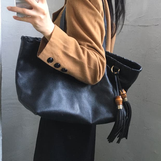 Gucci 구찌 블랙 레더 숄더백