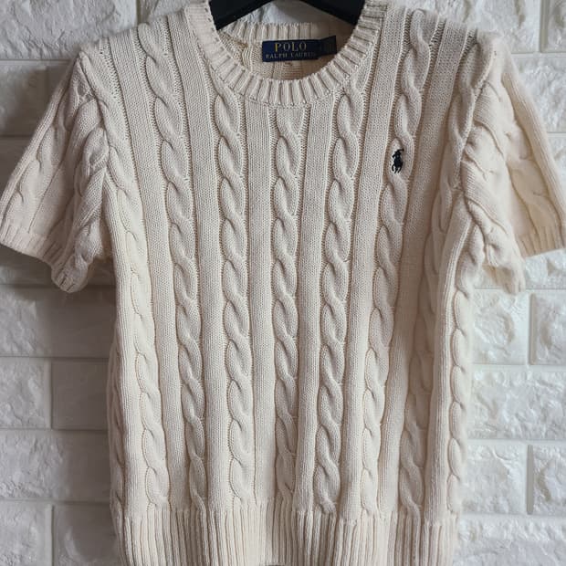 폴로 랄프로렌 케이블 반팔 니트 S