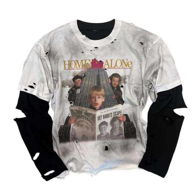 HOME ALONE distressed tees (긴팔 포함)