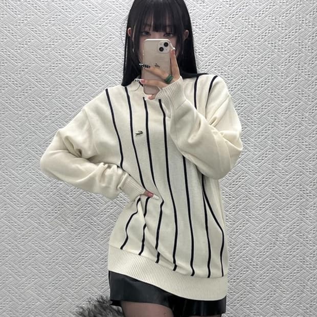 라코스테 서광 컨트리 레트로 스트라이프 니트 100 C10267