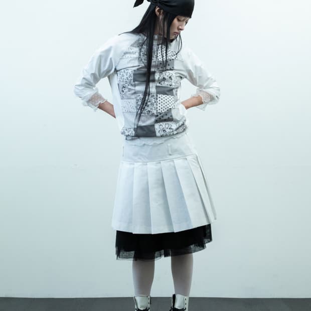 나이트고스트클럽 패치워크 퀄티드 슬리브 티 M