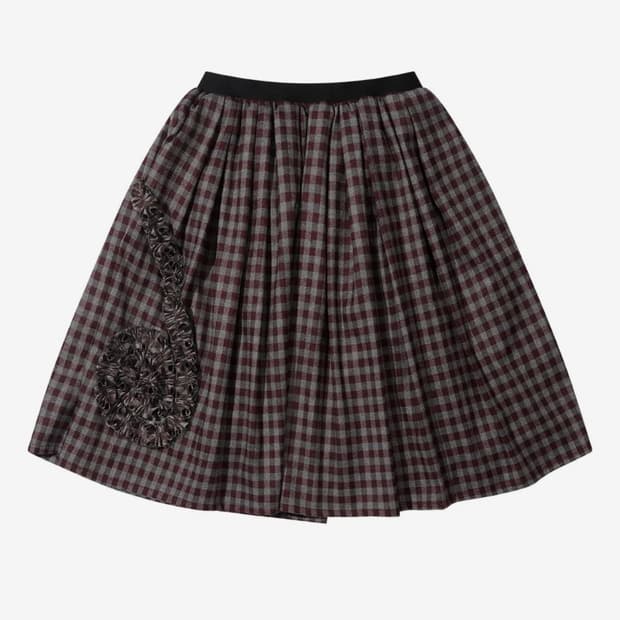 더뮤지엄비지터 프릴 체크 밴딩스커트 