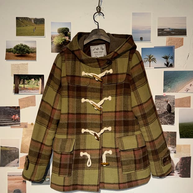 체크 더플 후드 자켓