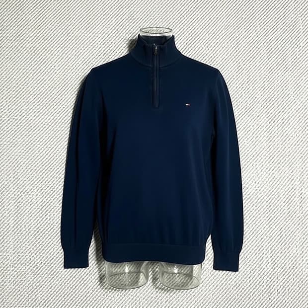 [M] Tommy 타미힐피거 신형 네이비 반집업 코튼 니트